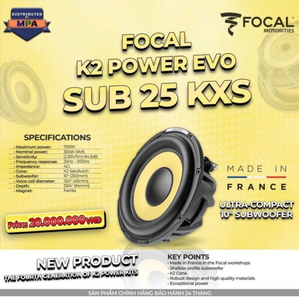 Focal K2 Power Evo SUB 25 KXS - Siêu trầm 10 inch bùng nổ