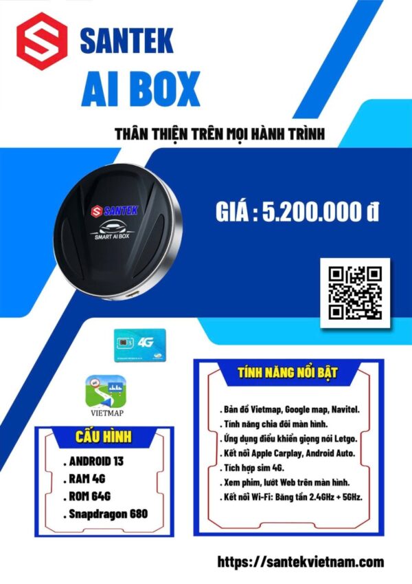 Santek AI Box – Android Box ô tô thông minh