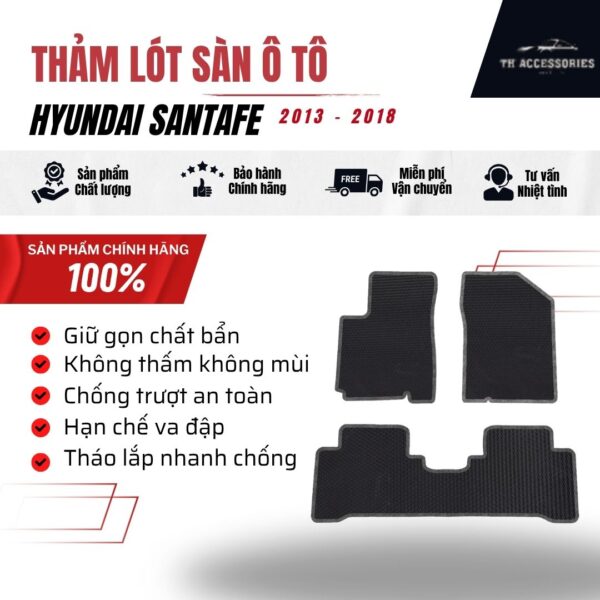 Thảm Lót Sàn Hyundai SantaFe 2013-2018 Cao Cấp | HIEN M AUTO
Thảm SantaFe 2013-2018: Diamond & Gold - Bảo Vệ Toàn Diện - Hình ảnh 5
