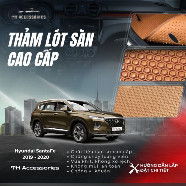Thảm Lót Sàn Hyundai SantaFe 2019-2020 Cao Cấp | HIEN M AUTO