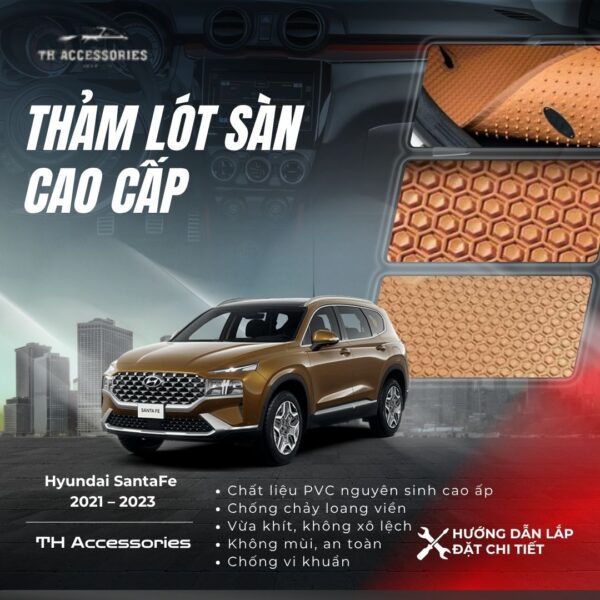 Thảm Lót Sàn Hyundai SantaFe 2021-2023: Cao Cấp, Chính Hãng | HIEN M AUTO - Hình ảnh 2