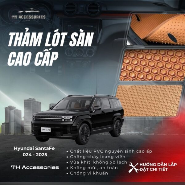 Thảm Lót Sàn Hyundai SantaFe 2024-2025: Cao Cấp, Chính Hãng | HIEN M AUTO - Hình ảnh 2