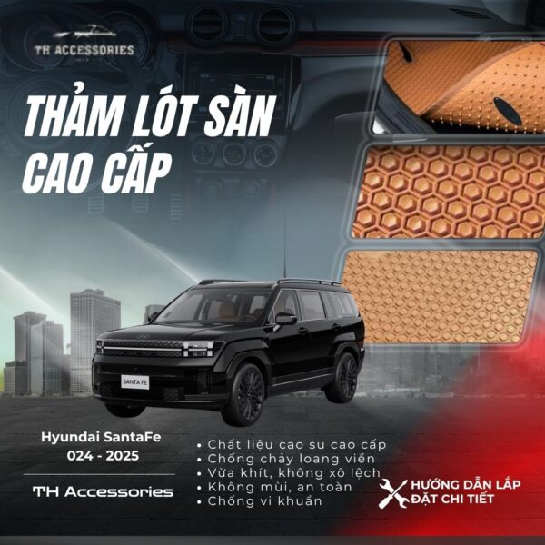 Thảm Lót Sàn Hyundai SantaFe 2024-2025: Cao Cấp, Chính Hãng | HIEN M AUTO