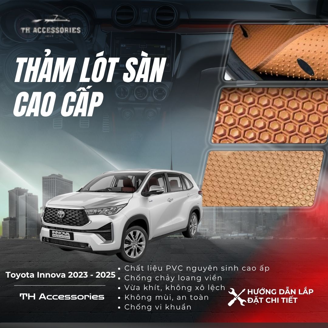 Thảm lót sàn cao su bền bỉ cho Toyota Innova 2023-2025