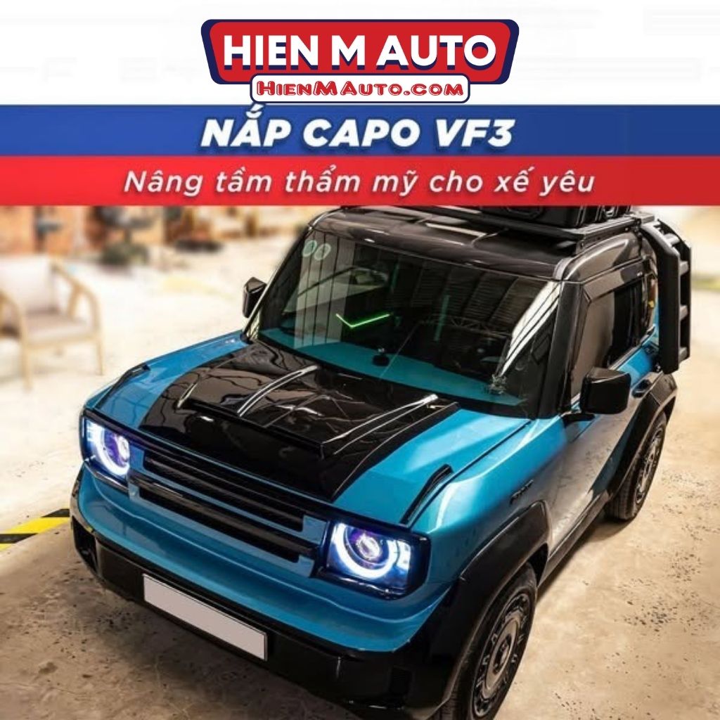 Nắp capo màu đen VF3 B-Factory nhìn từ phía trước